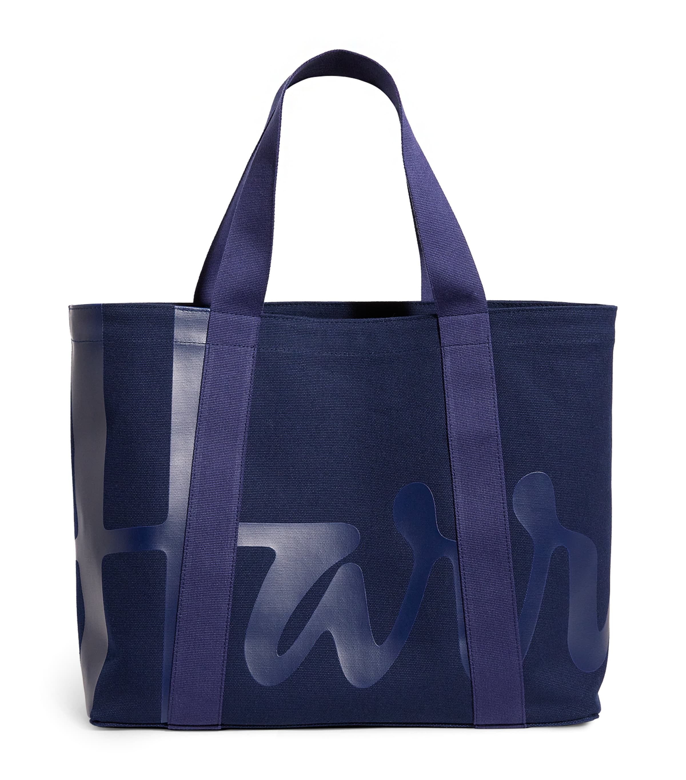 Harrods Medium Cotton Logo Tote Bag Navy