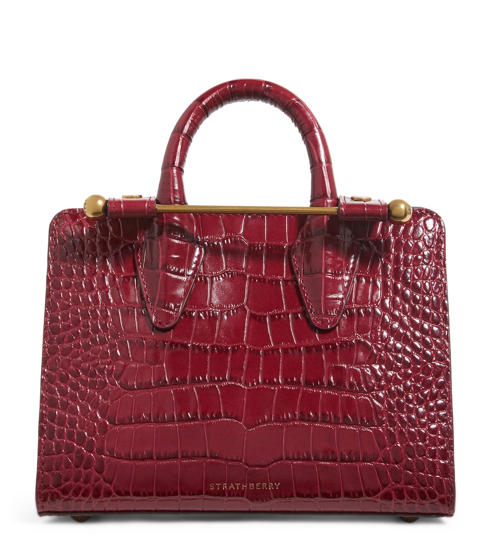 Croc-Embossed Leather Nano Tote Bag