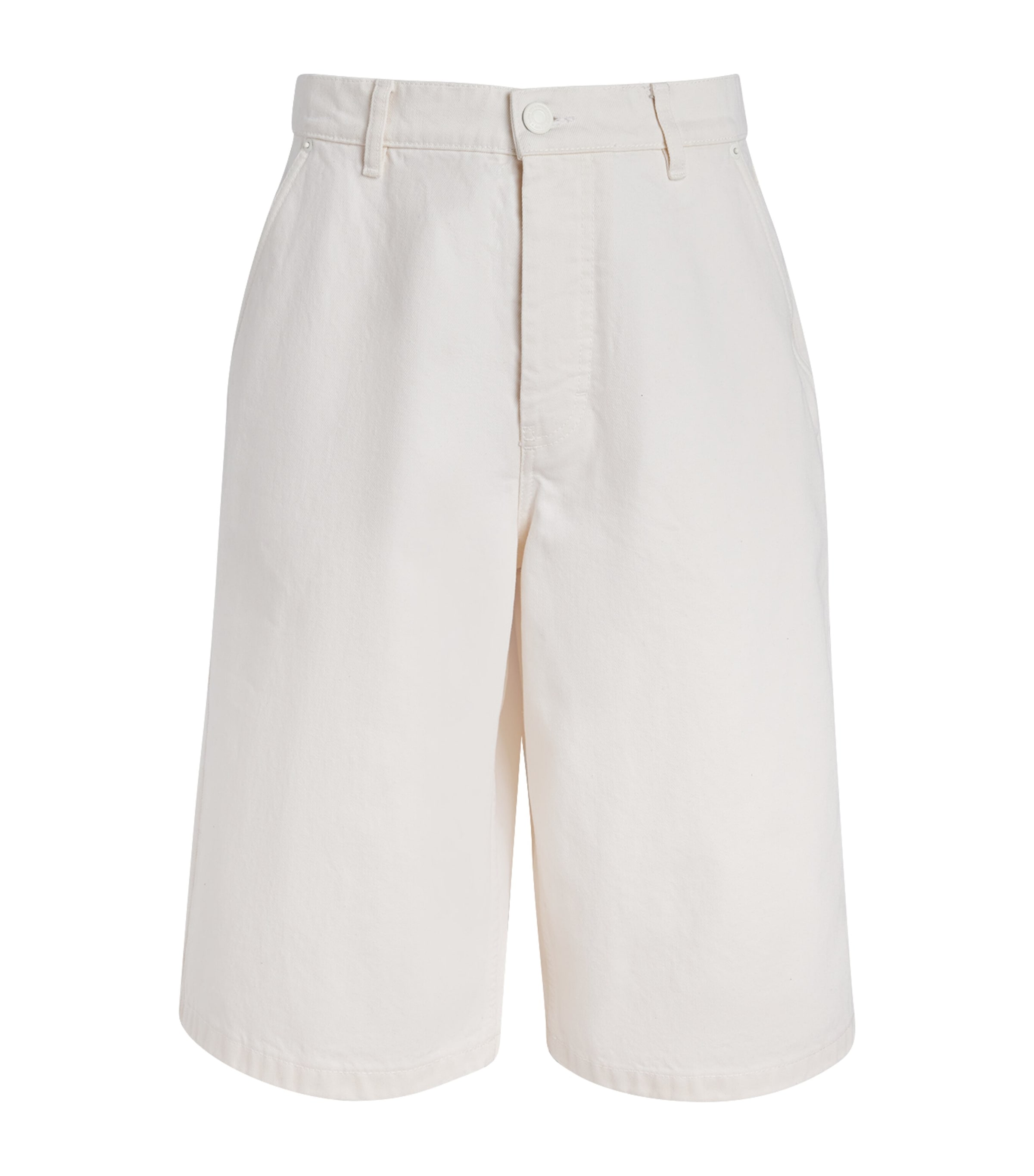 AMI Paris Mens Cotton Oversized Bermuda Shorts Blanc Creme