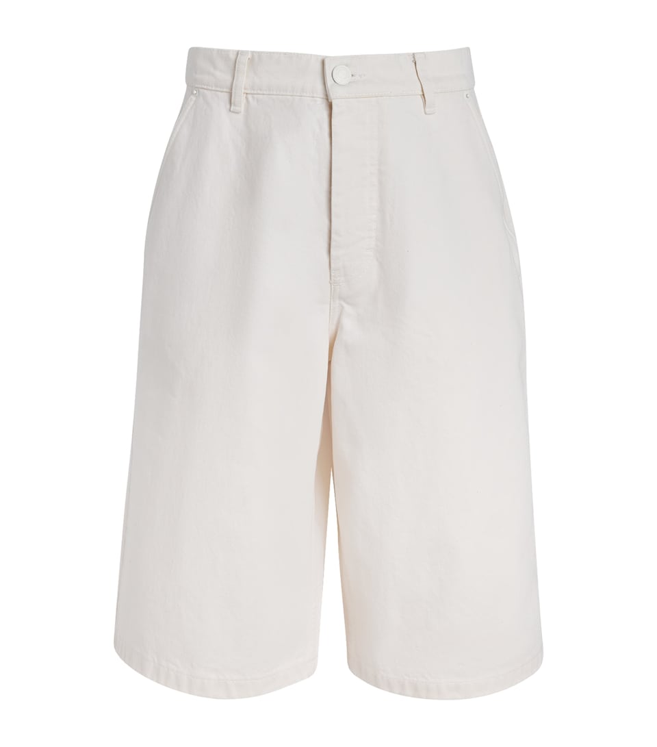 AMI Paris Mens Cotton Oversized Bermuda Shorts Blanc Creme