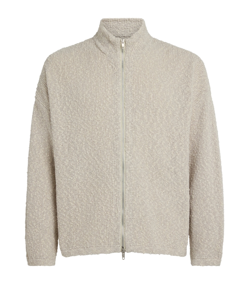 Picante Mens Boucle Hover Zip-Up Cardigan Grey