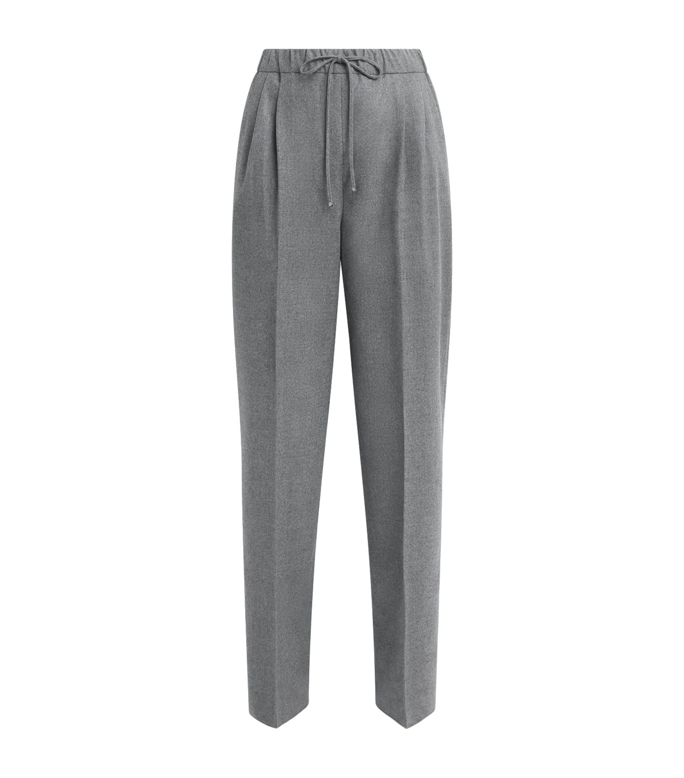 Max Mara Womens Cashmere Drawstring Straight Trousers Medium Grey