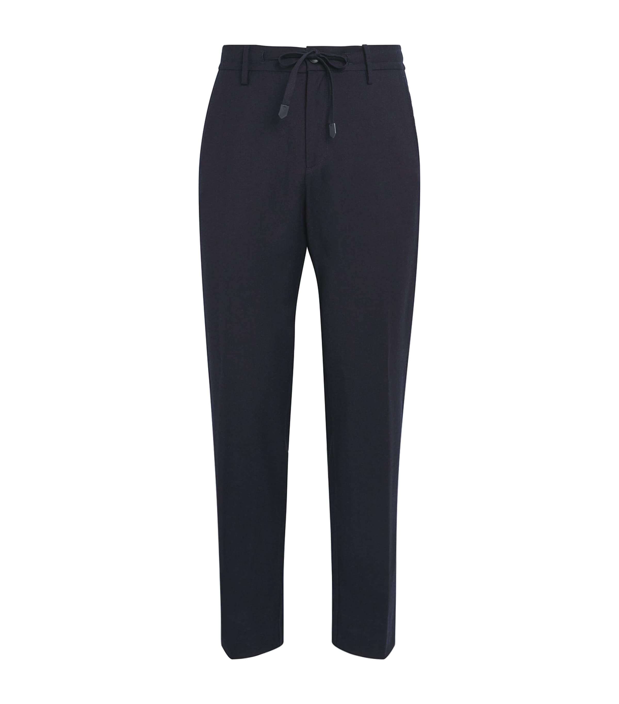 Canali Mens Wool Drawstring Trousers Navy