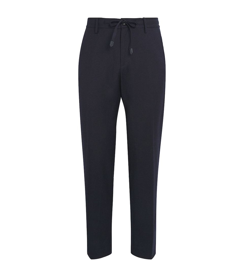 Canali Mens Wool Drawstring Trousers Navy