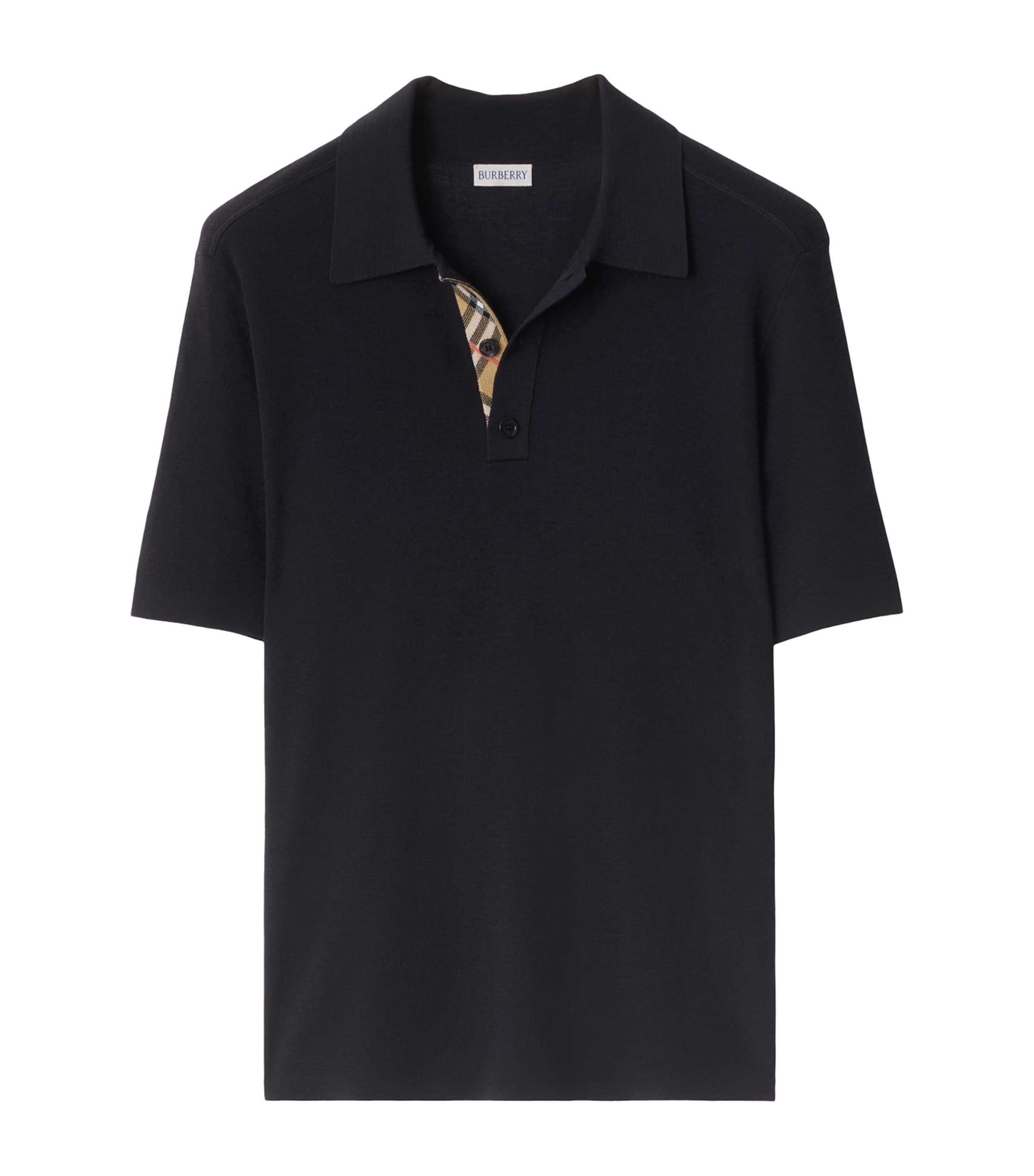 Wool Check-Detail Polo Shirt