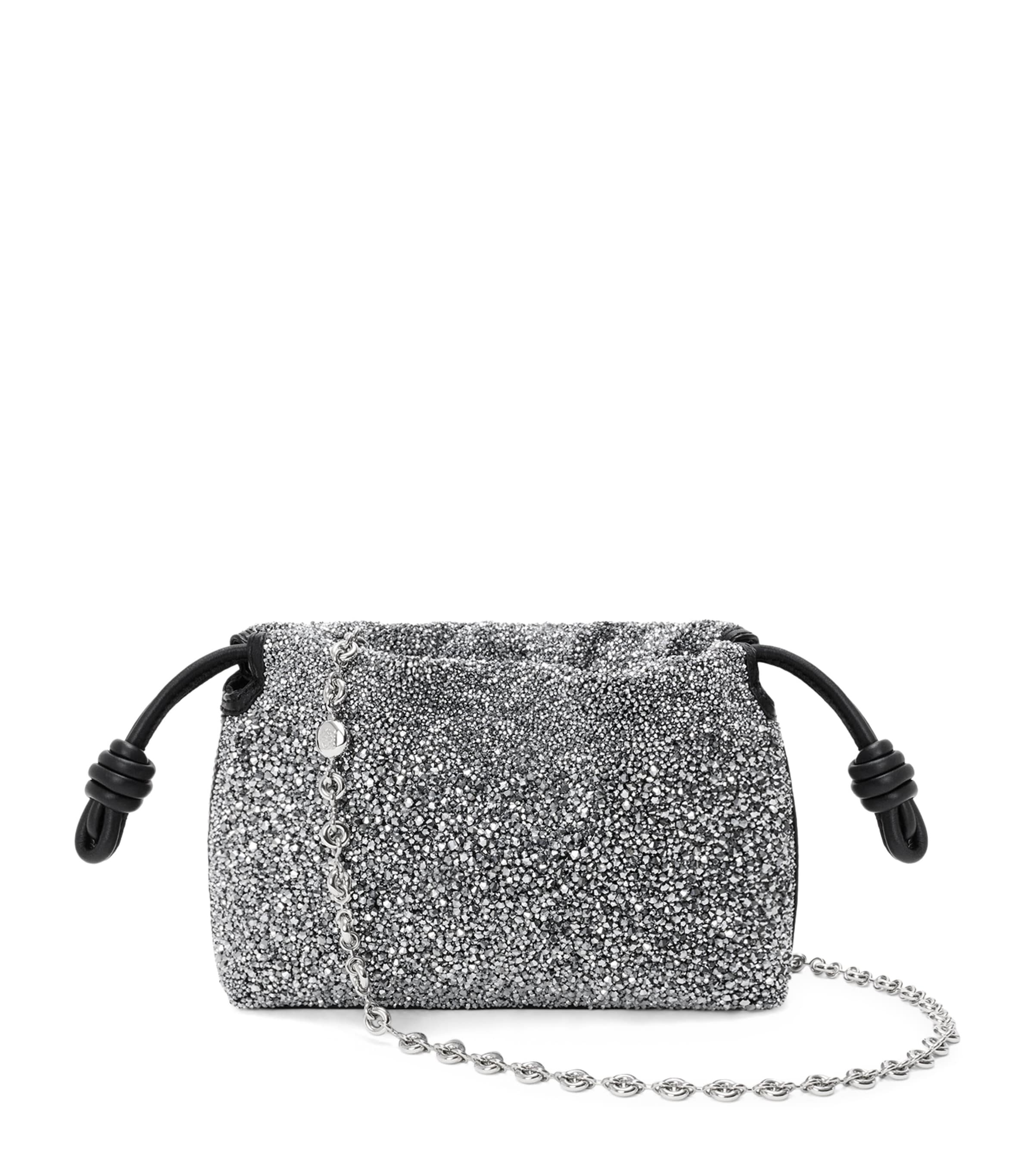LOEWE Mini Beaded Flamenco Purse Black/silver