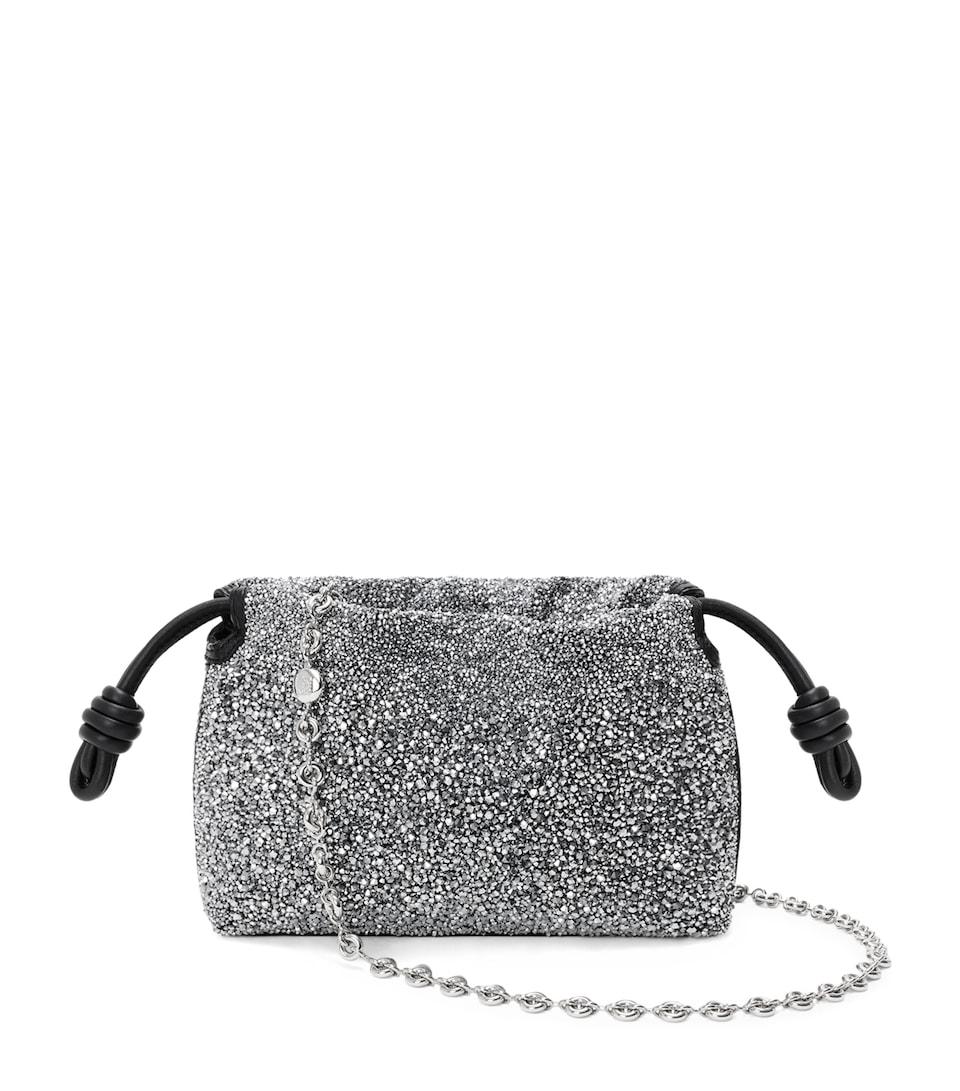 LOEWE Mini Beaded Flamenco Purse Black/silver