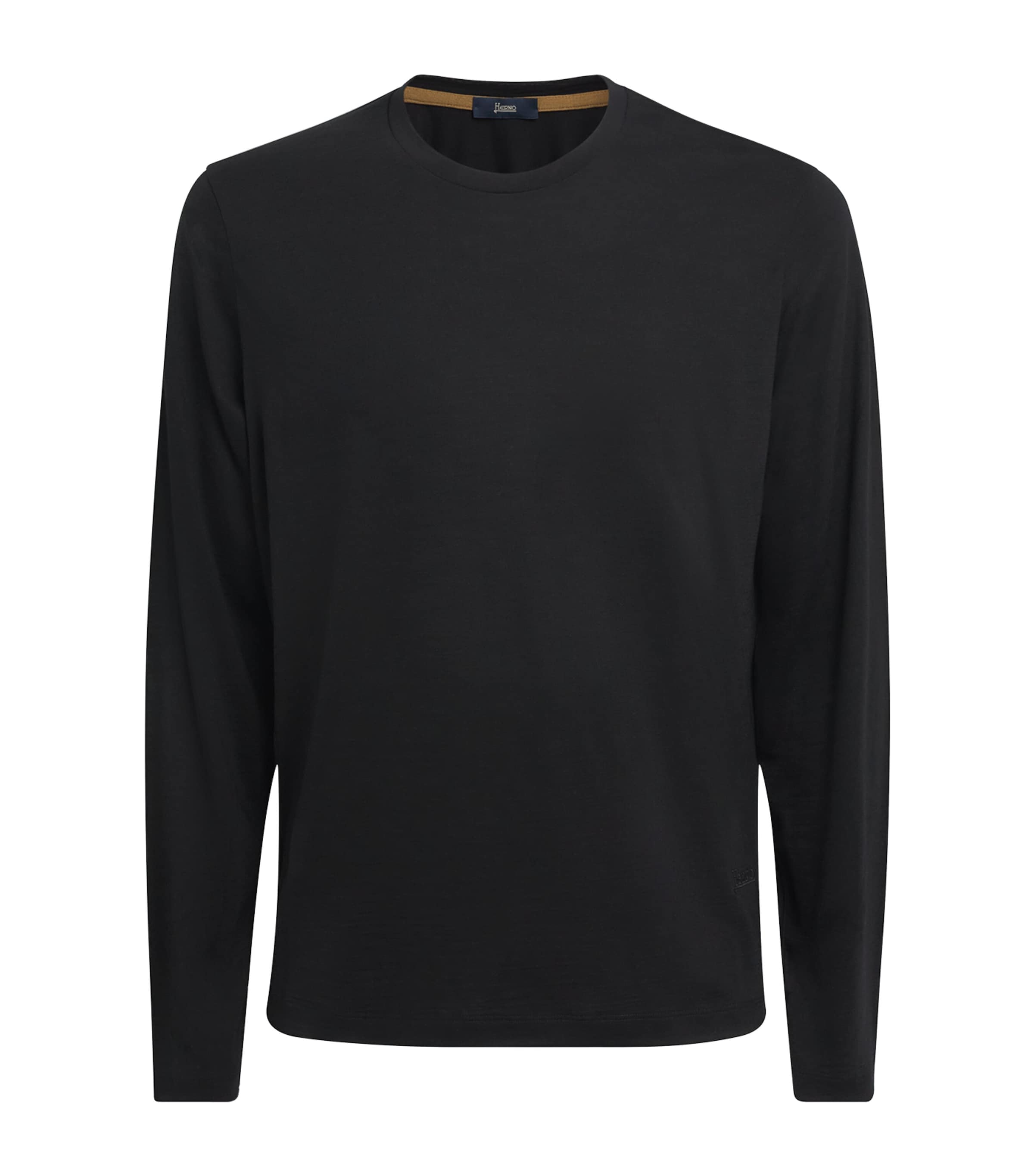 Herno Mens Wool Logo Long-Sleeve T-Shirt Nero