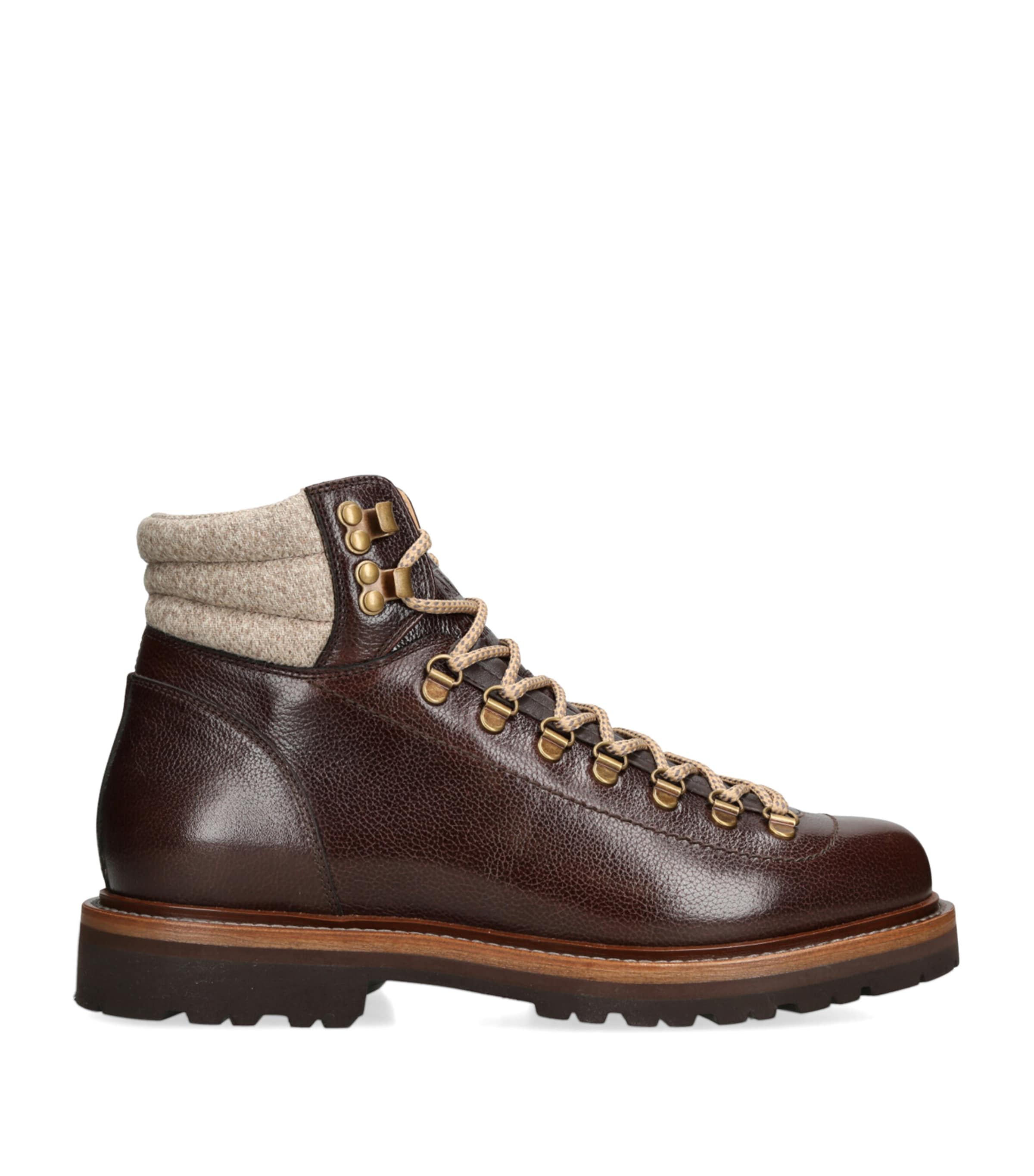 Leather Wool-Trim Mountain Boots
