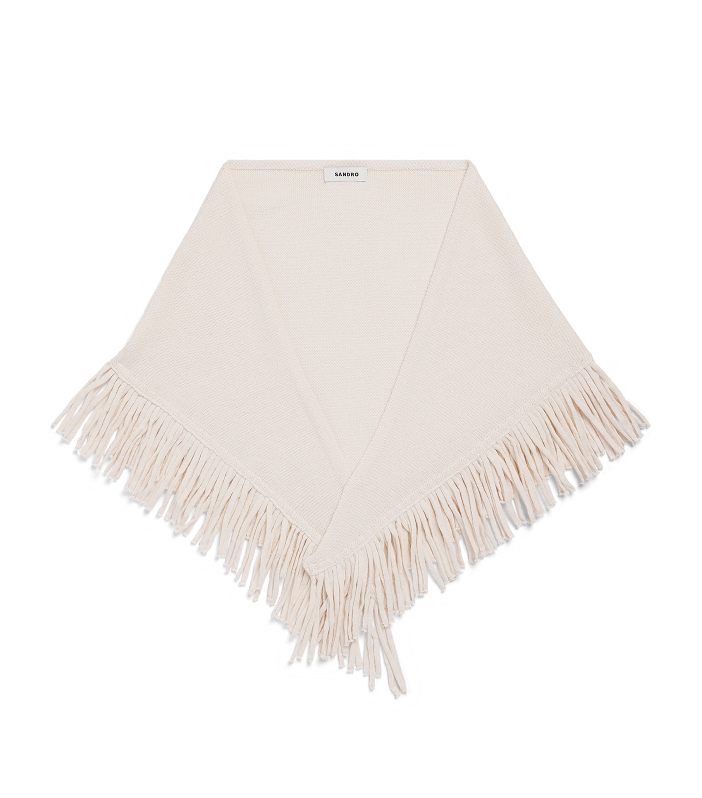 Sandro Paris Wool-Cashmere Fringe Scarf Ecru