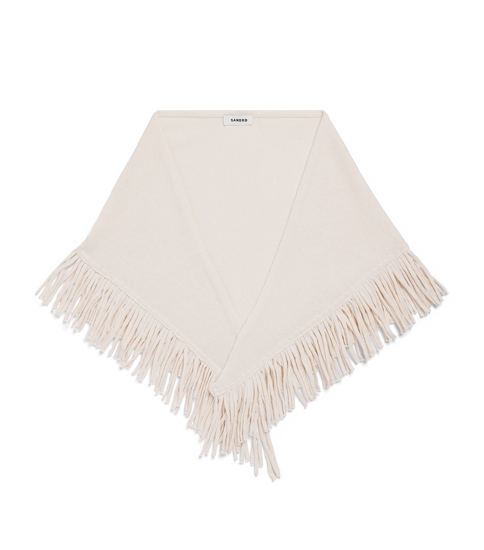 Sandro Paris Wool-Cashmere Fringe Scarf Ecru