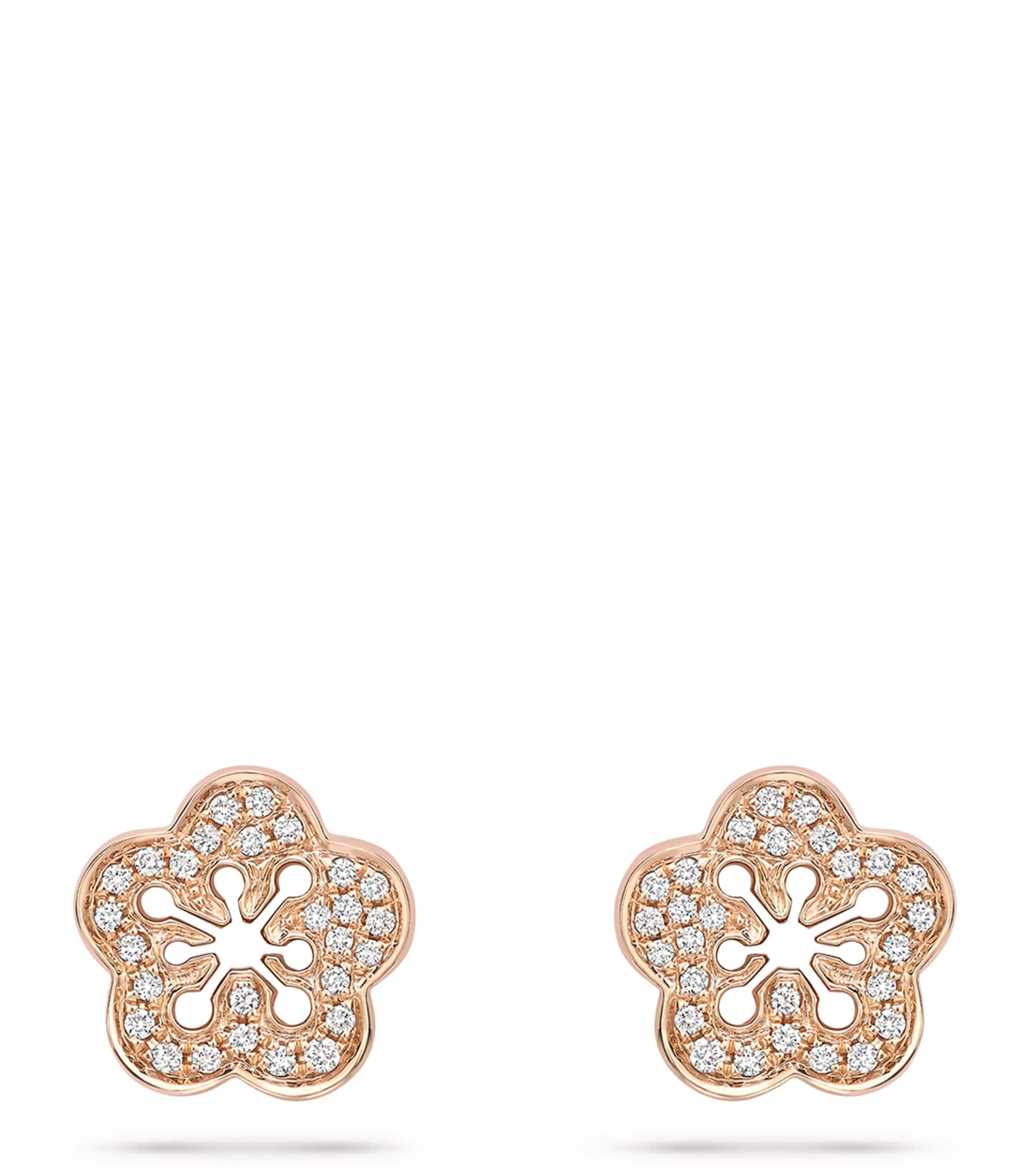 Rose Gold and Diamond Blossom Stud Earrings