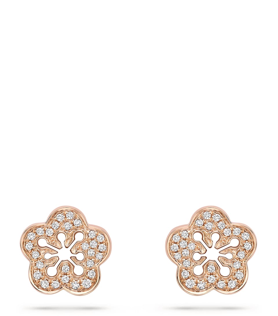 Rose Gold and Diamond Blossom Stud Earrings