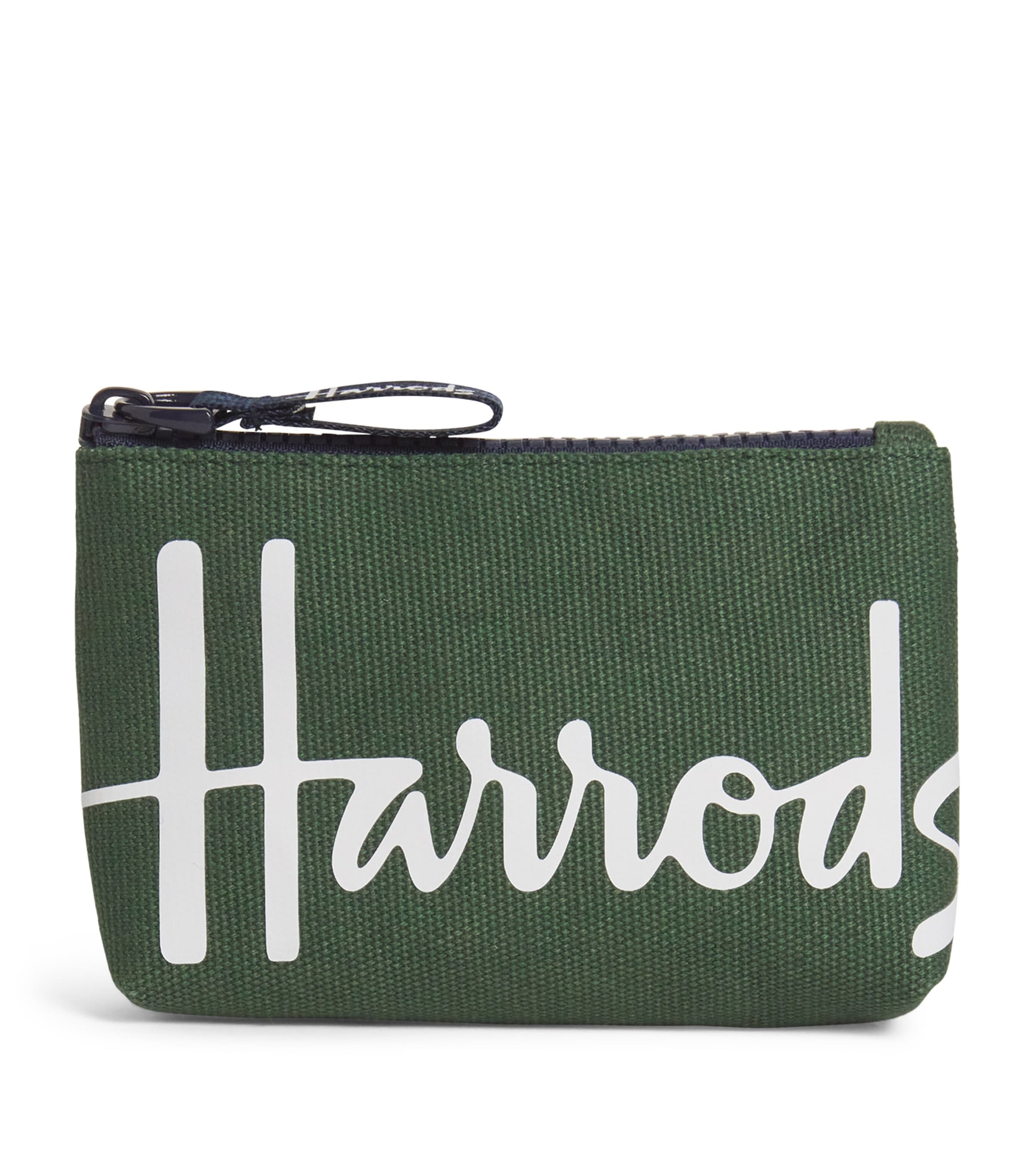 Harrods Cotton Logo Coin Purse Dark Green