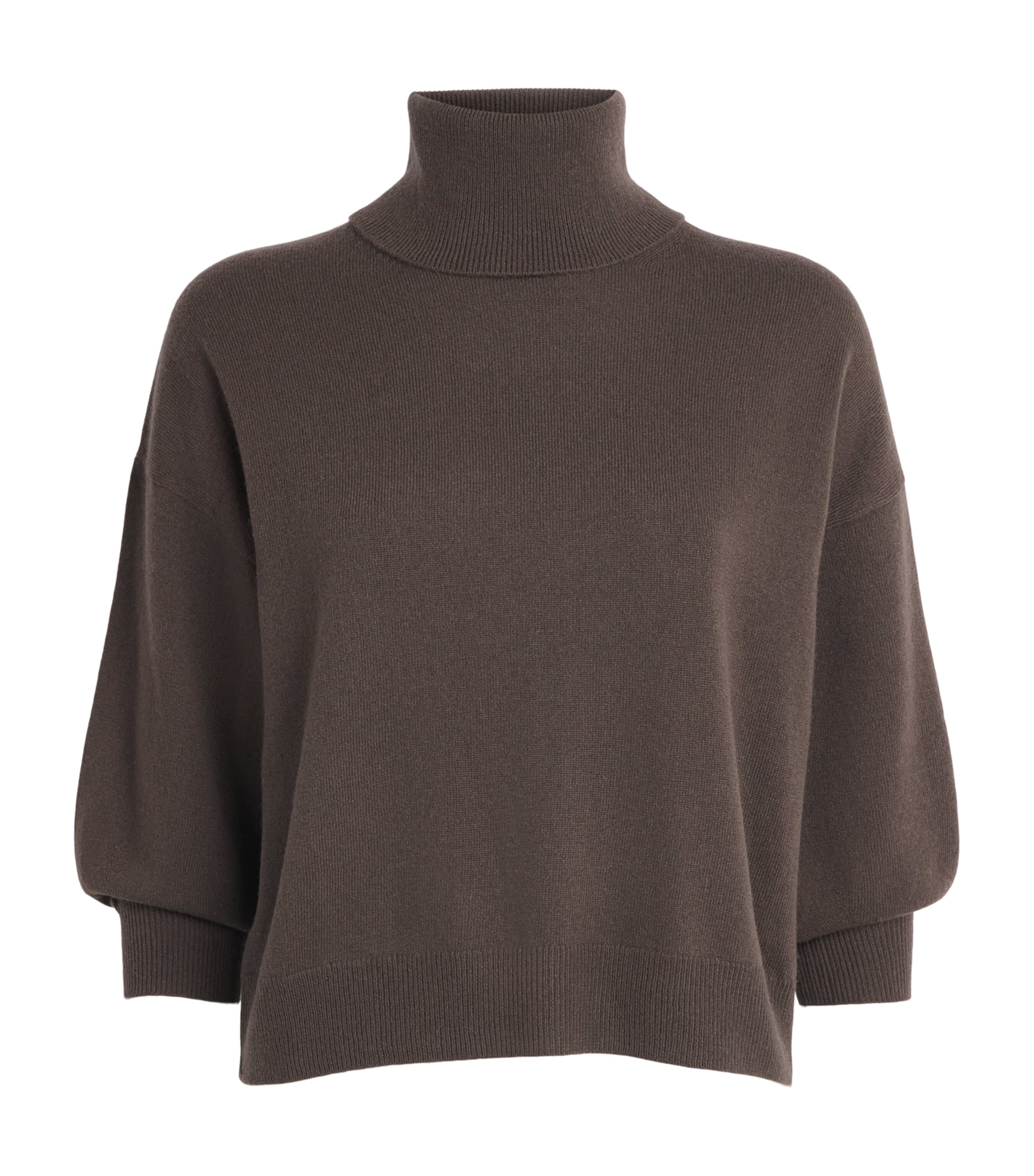 MM Womens Virgin Wool-Cashmere Rollneck Sweater Dark Brown