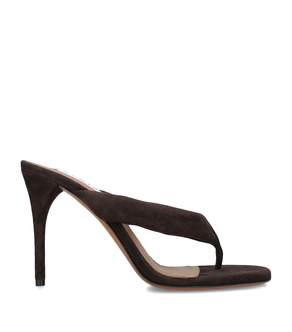 Alaïa Suede Thong Sandals 90 Dark Brown