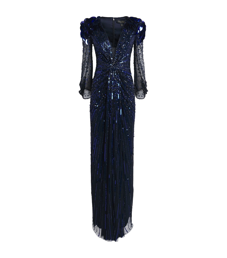 Jenny Packham Womens Embellished Xenia Gown Ink