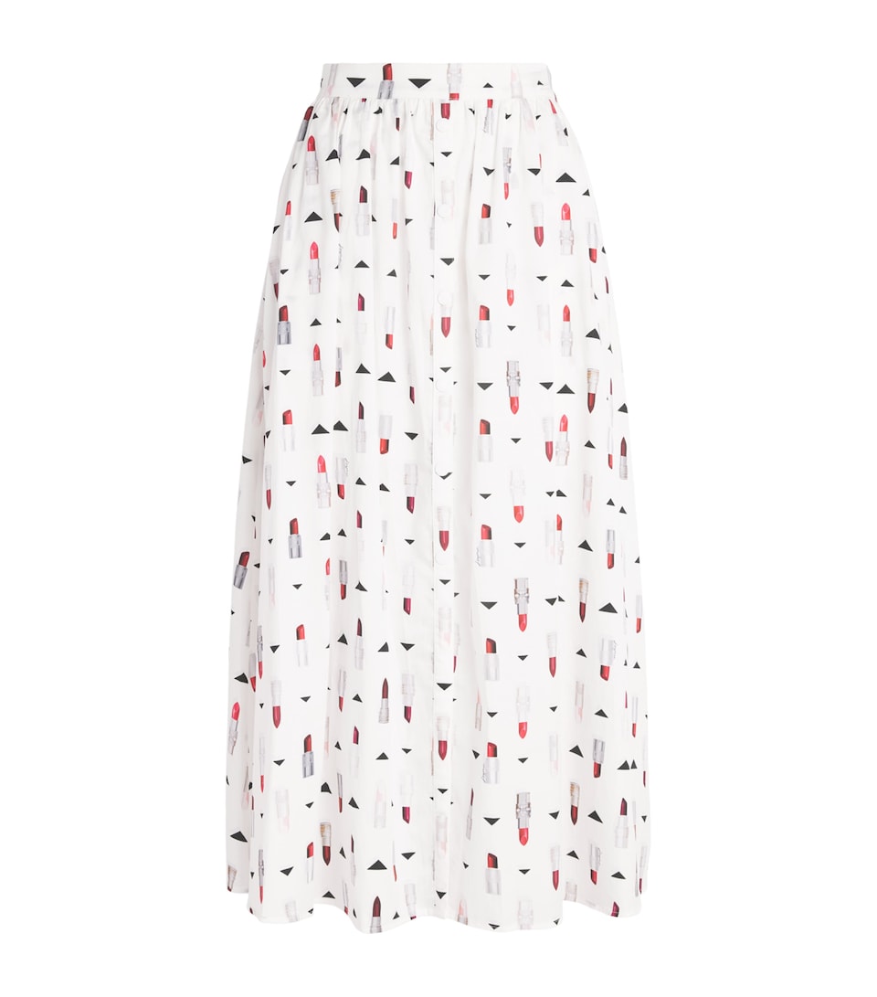 L'Agence Womens Lipstick Seina Pleated Midi Skirt Lipp Ivry Mlti Lpstk