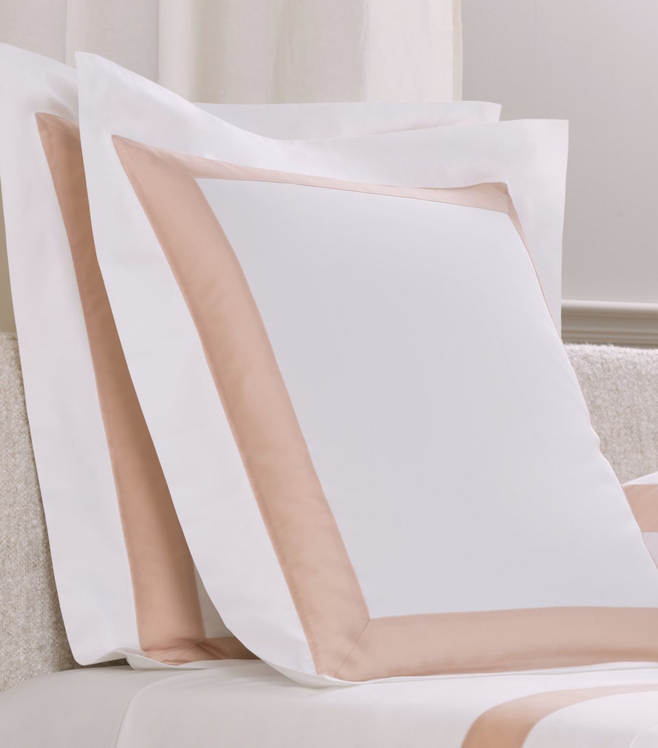 Frette Cotton Breeze Border Square Pillowcase (65cm x 65cm) Milk/misty Bl