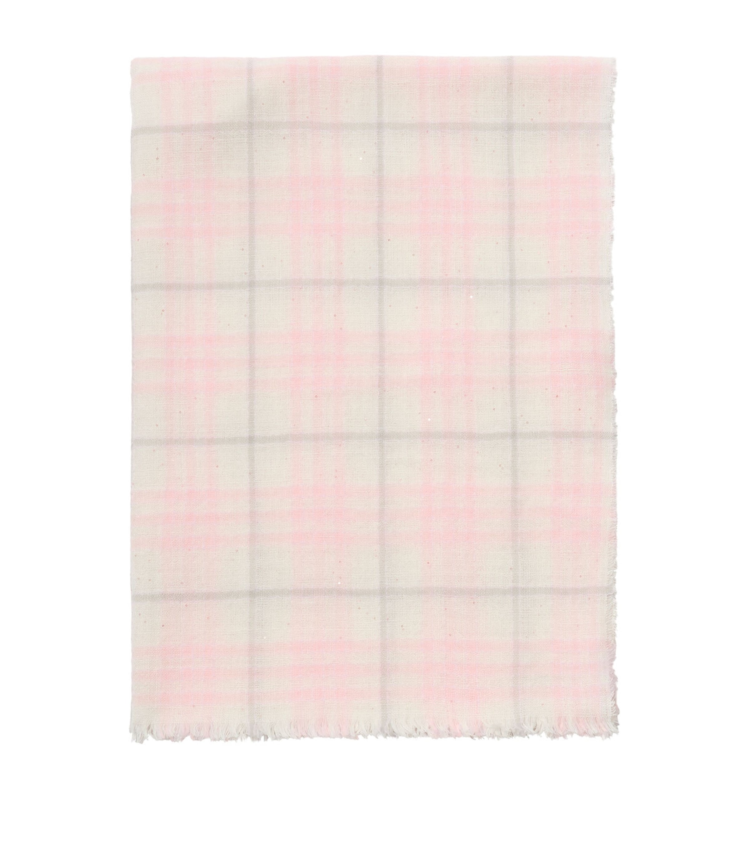 Burberry Silk-Blend Embellished Check Scarf Flora Pink