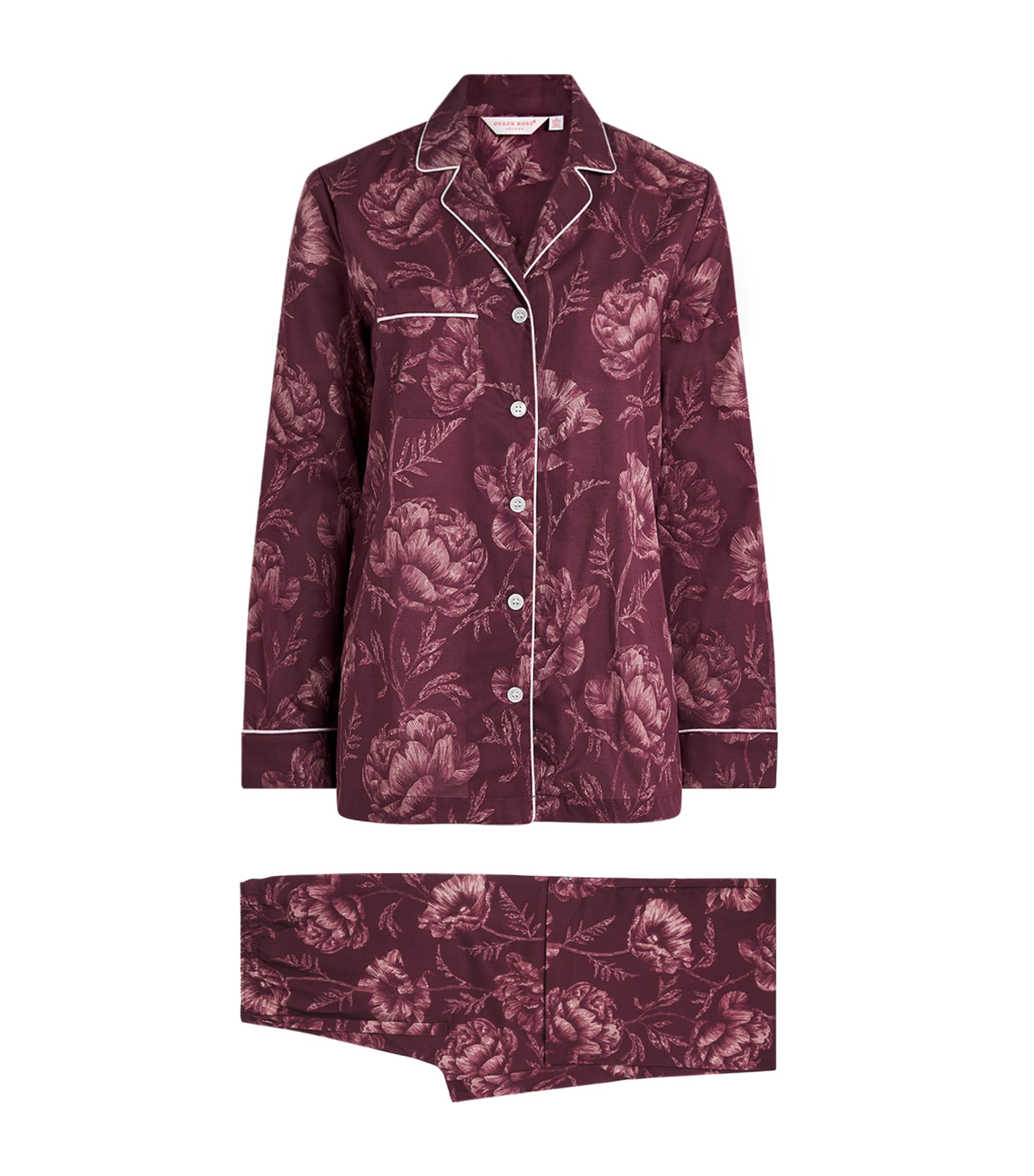 Derek Rose Womens Cotton Floral Ledbury Pyjama Set Pink
