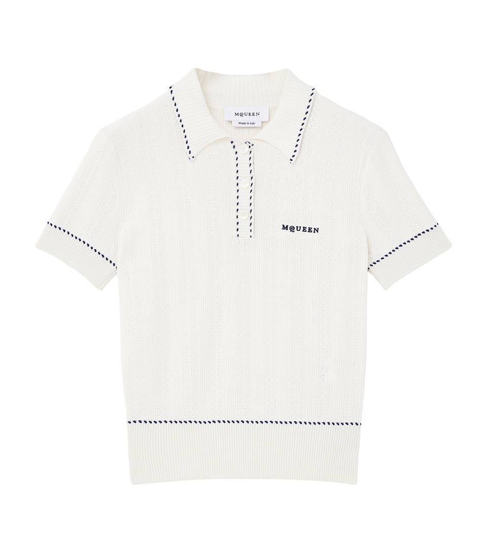 Running-Stitch Polo Sweater