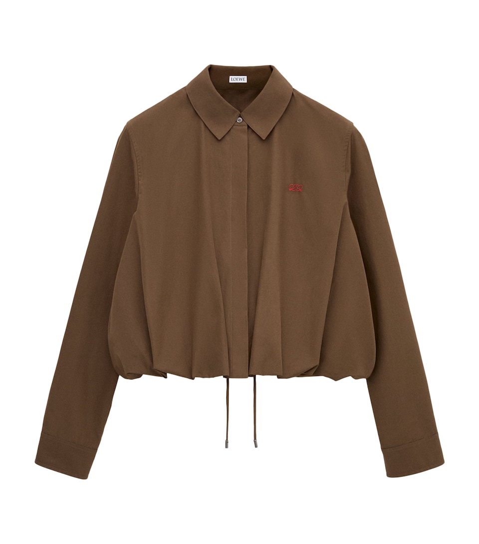 LOEWE Womens Drawstring-Hem Shirt Brown