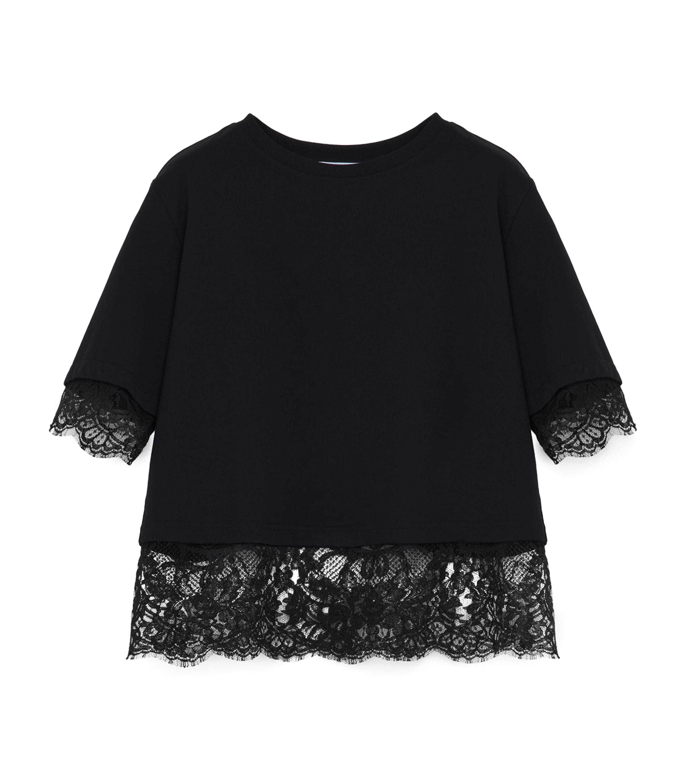 Cotton Lace-Trim T-Shirt