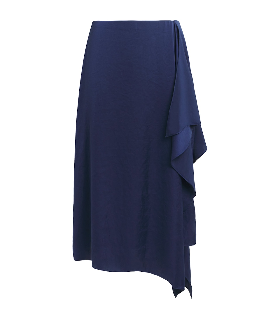 Theory Womens Crushed Satin Sarong Skirt Sapphire Navy