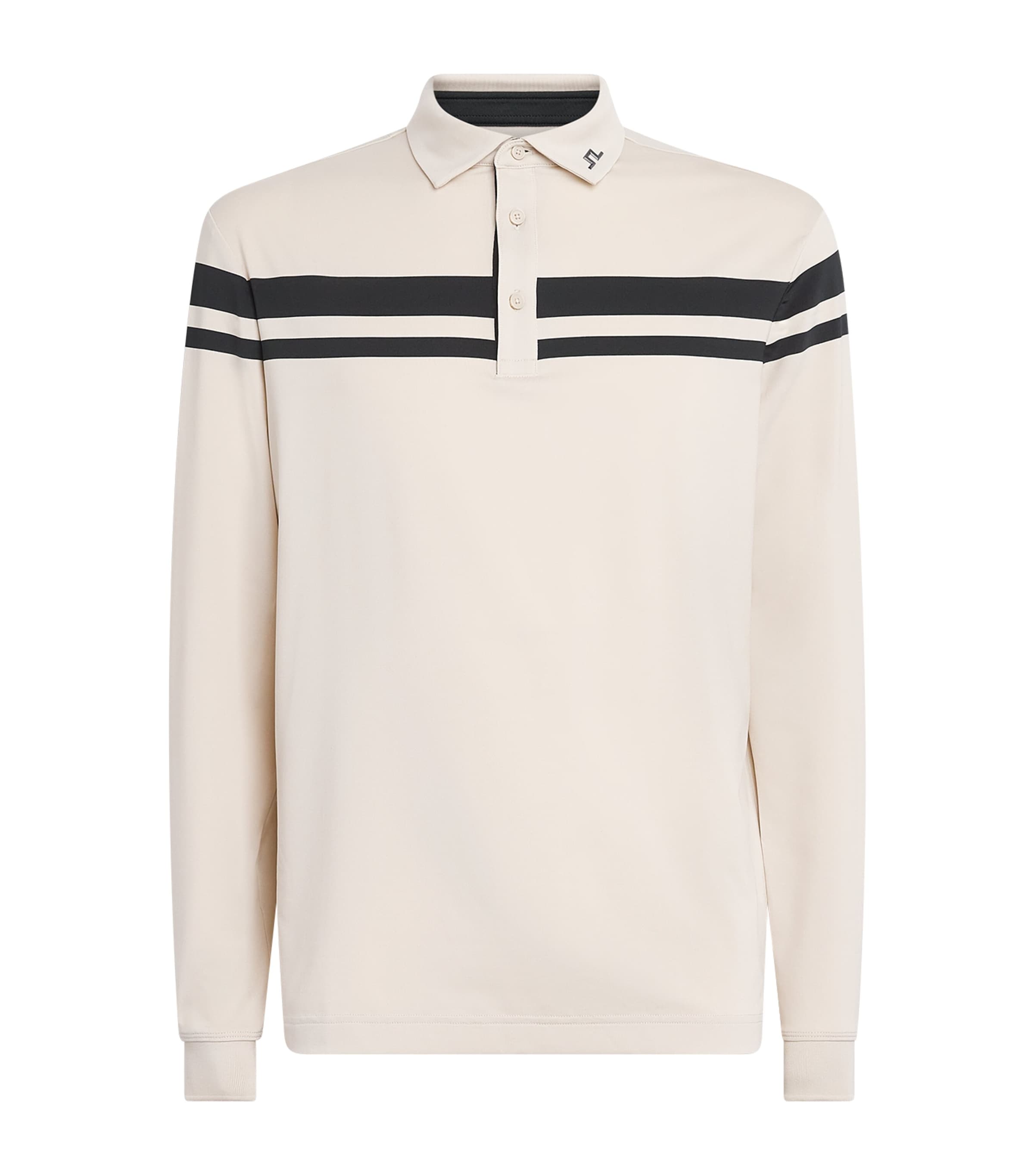 J Lindeberg Mens Stripe Kenny Long-Sleeve Polo Shirt Moonbeam