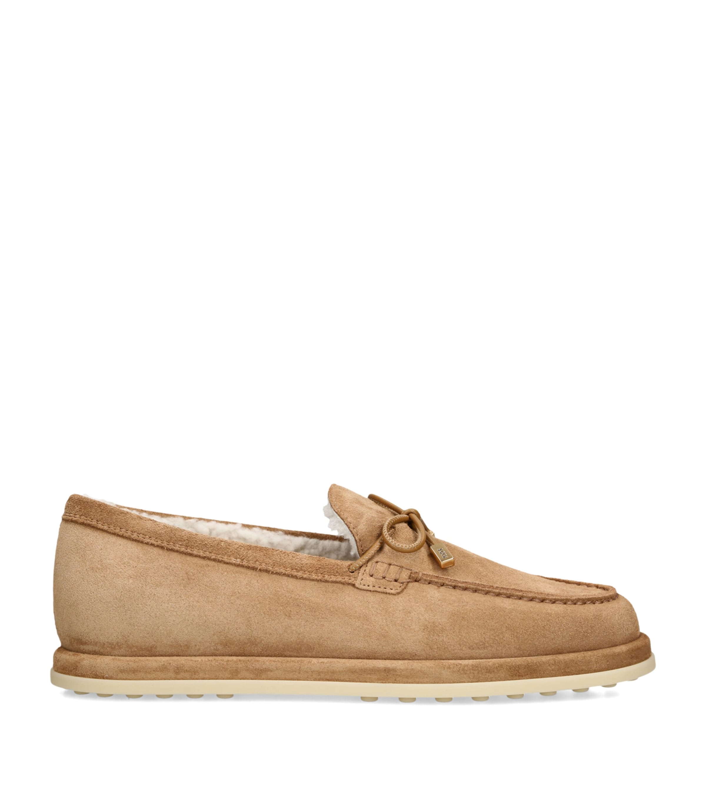Tod's Shearling Gomma Slippers Camel