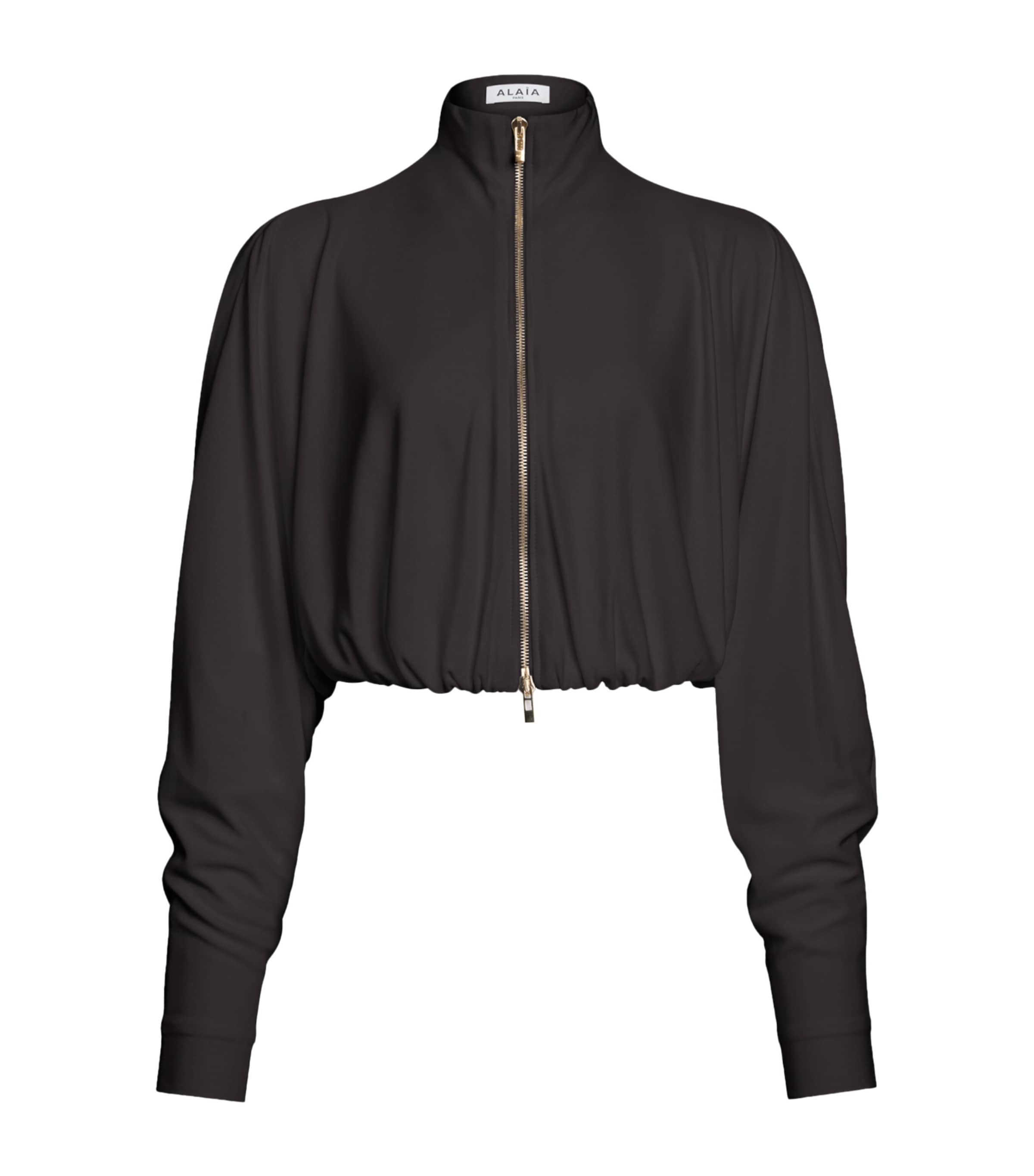 Alaïa Womens Stretch-Jersey Draped Jacket Ebene