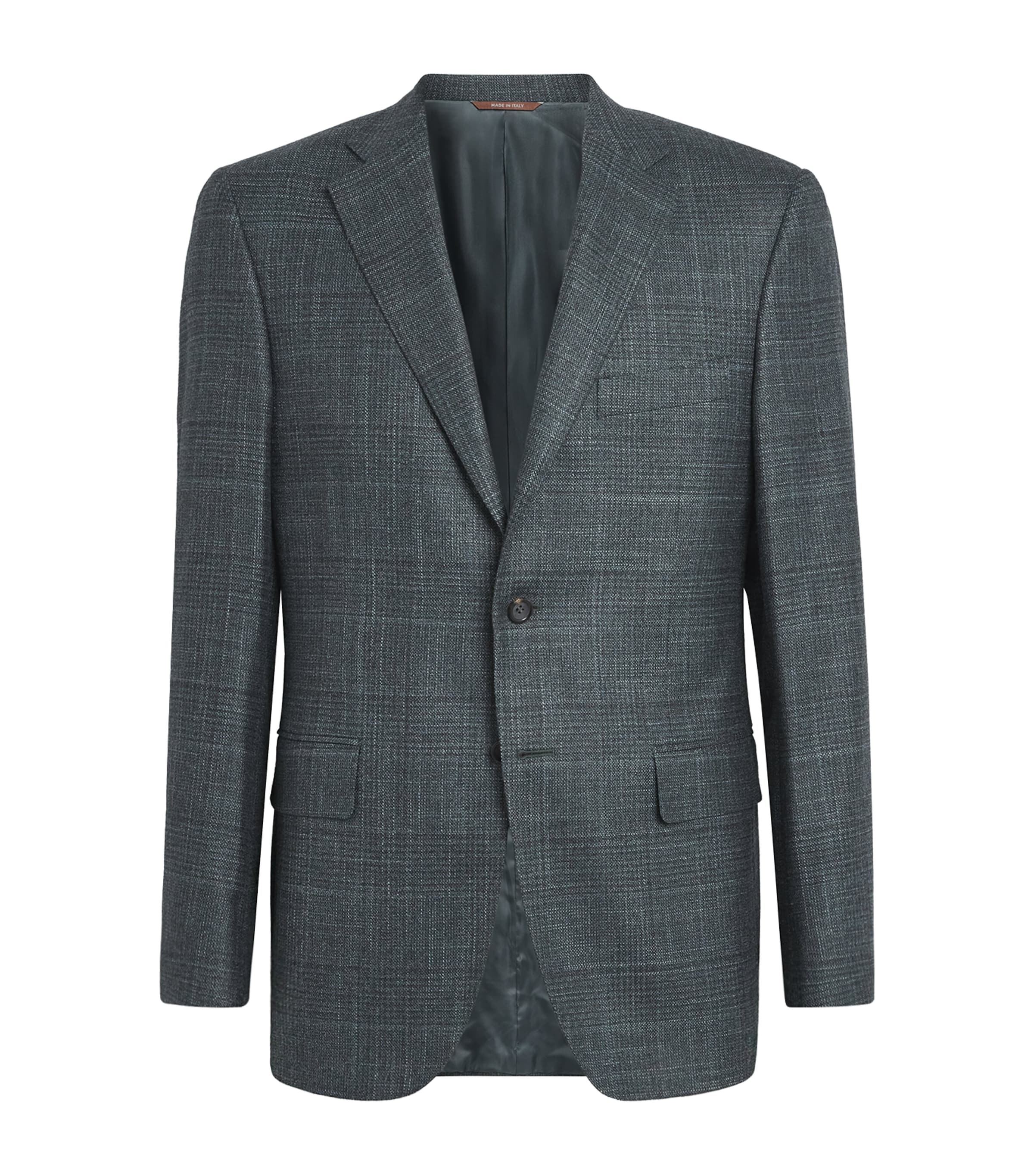 Canali Mens Wool-Silk-Cashmere Blazer Green