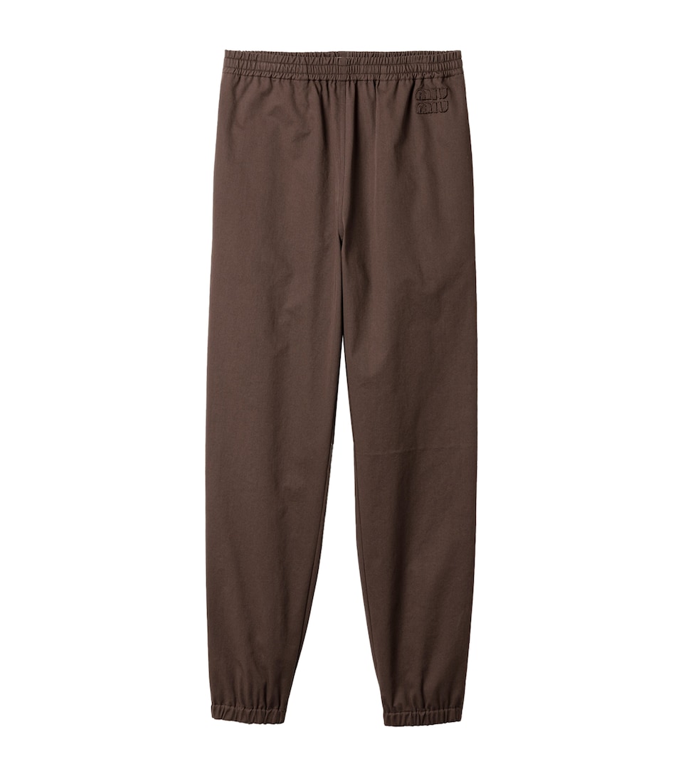 Miu Miu Womens Cotton Logo Track Pants Brown
