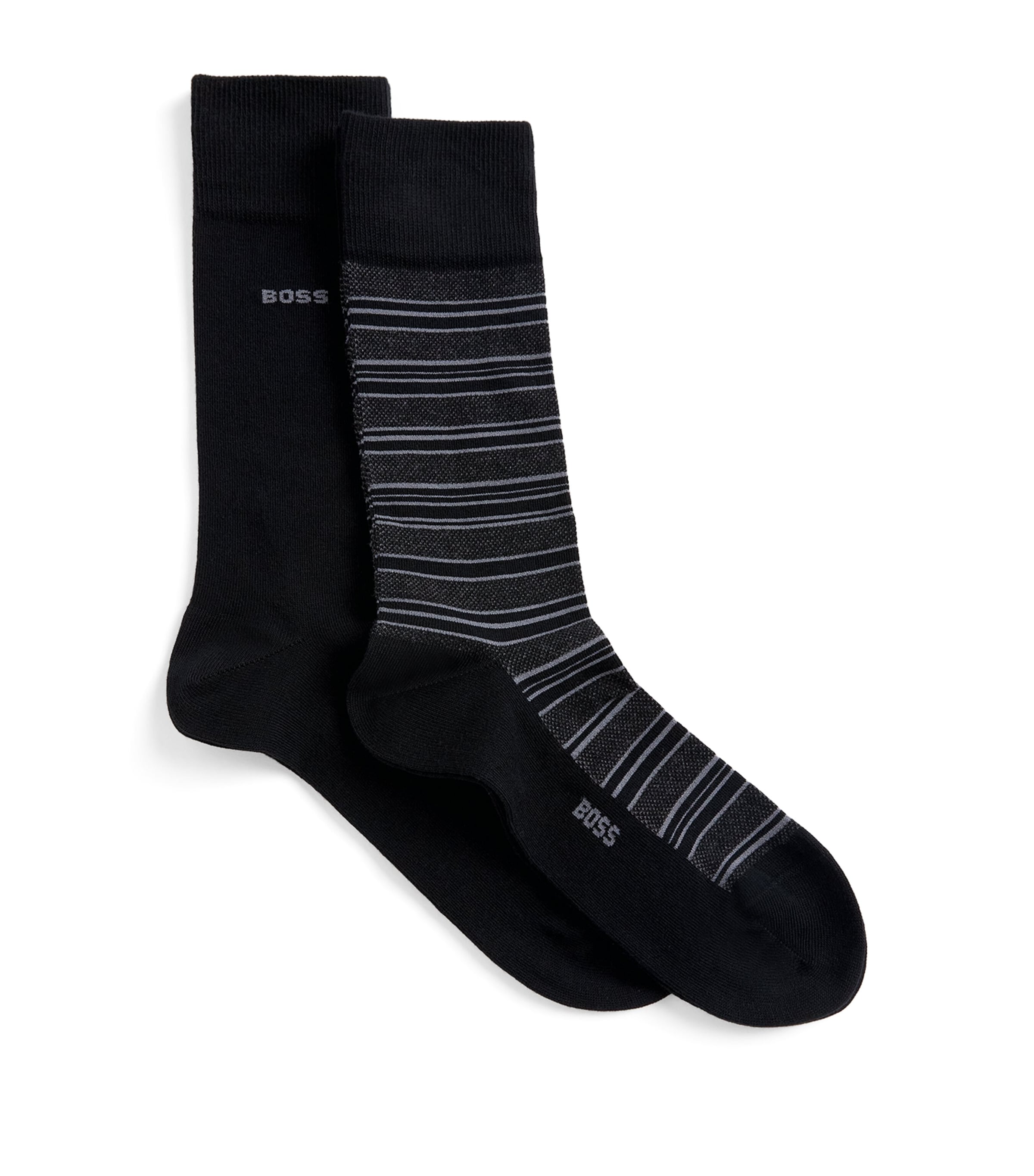 BOSS Mens Stripe Mid-Calf Socks (Pack of 2)