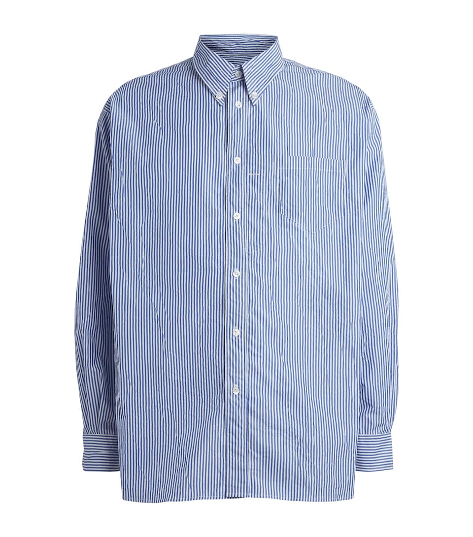 Willy Chavarria Mens Cotton Veterano Shirt Sail Blue Stripe