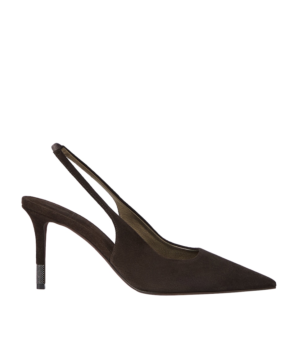 Brunello Cucinelli Suede Slingback Heels 80