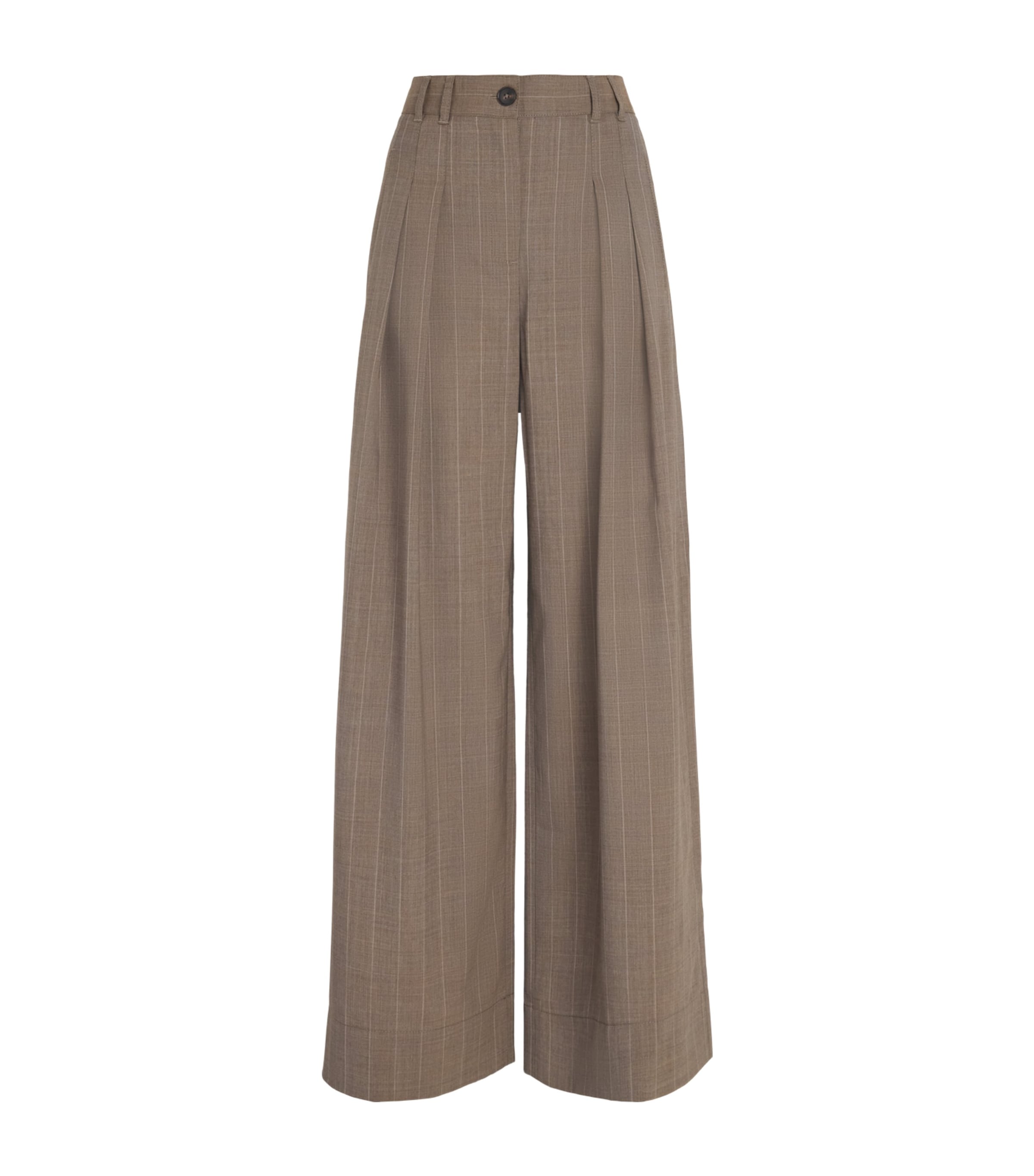 ME+EM Womens Wool Pinstripe Tailored Trousers Mole