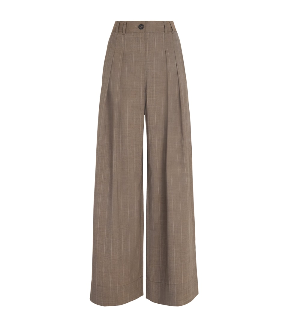 ME+EM Womens Wool Pinstripe Tailored Trousers Mole