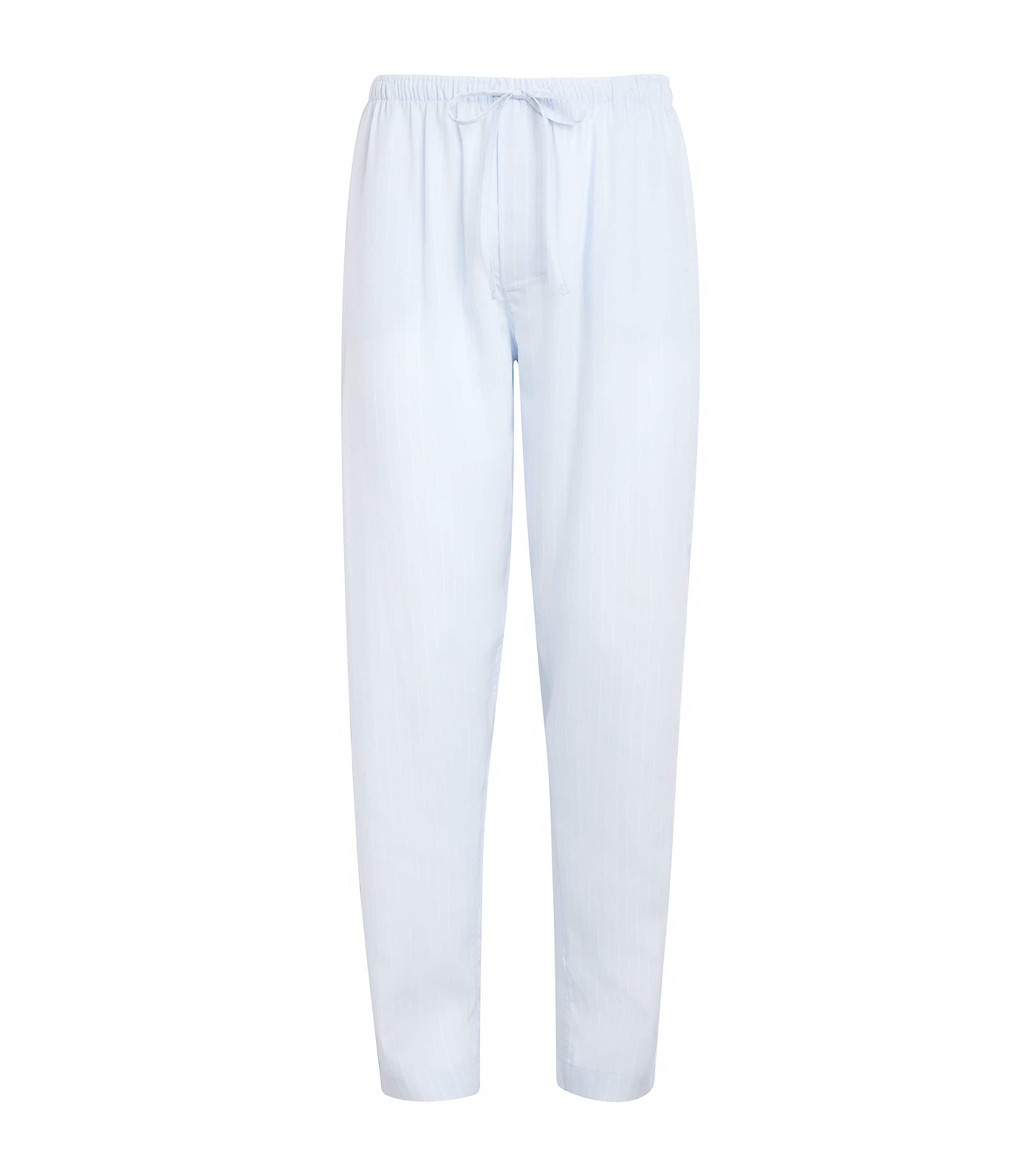 Zimmerli Mens Stripe Sustainable Luxury Pyjama Bottoms Blue Stripes
