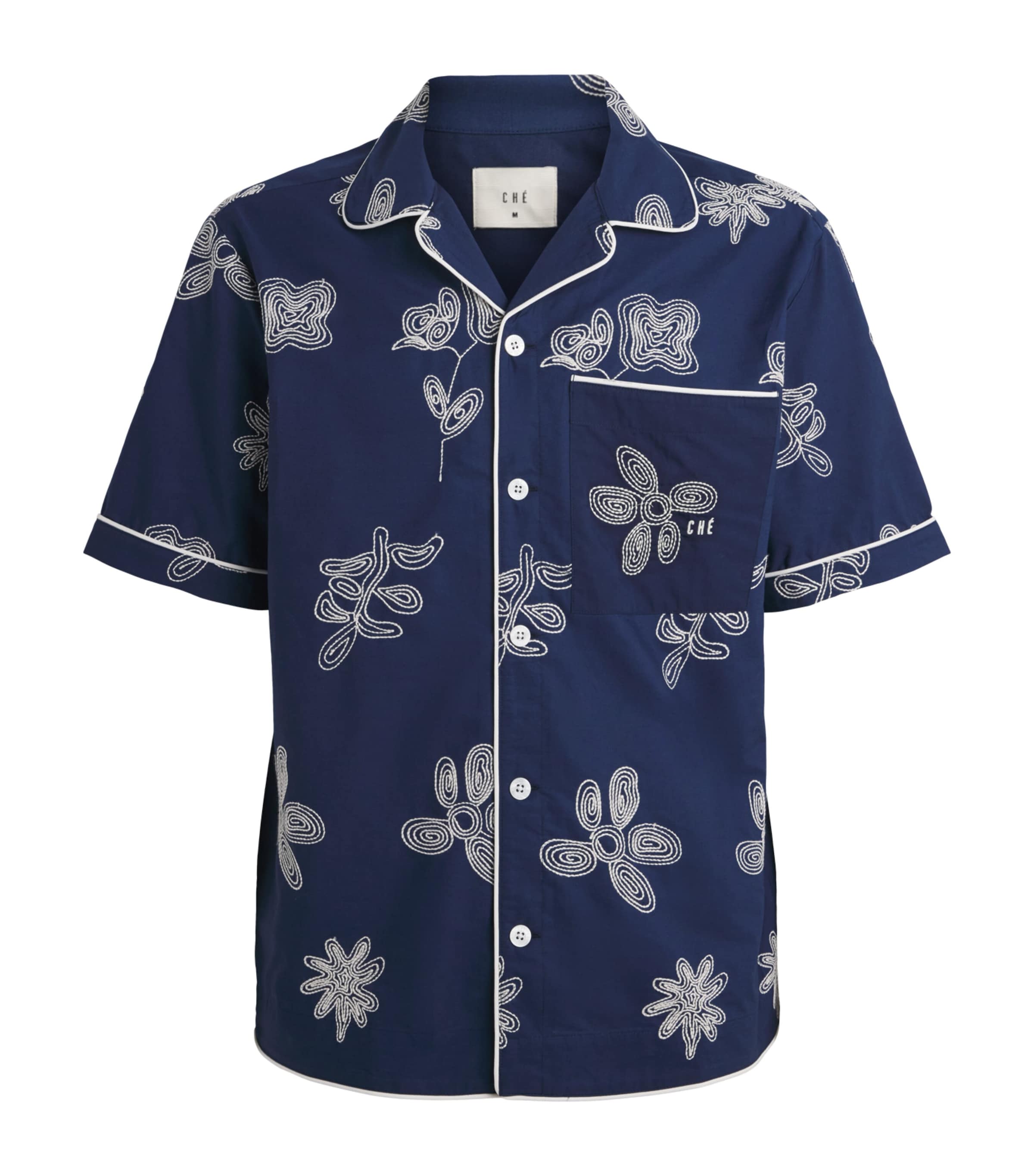 CHÉ Mens Embroidered Flores Shirt Blue