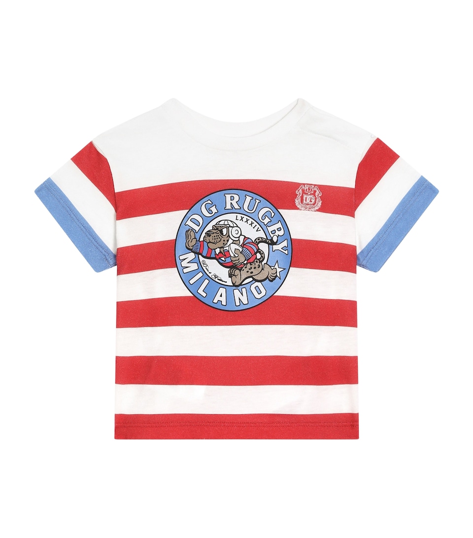 Dolce&Gabbana Kids Cotton Graphic T-Shirt (3-30 Months) Righe Bco/ross