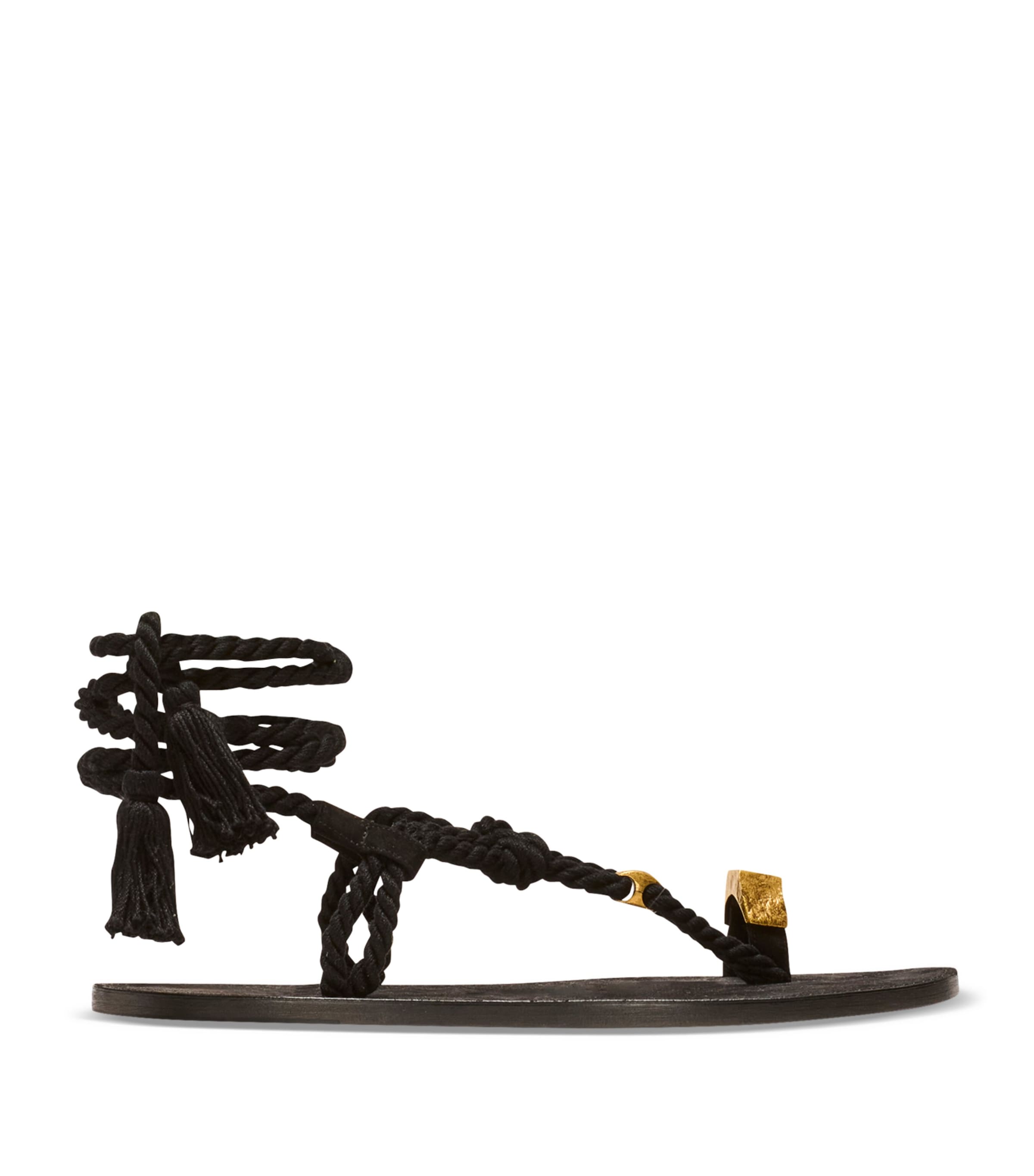 Balmain Cotton Tie Sandals Noir