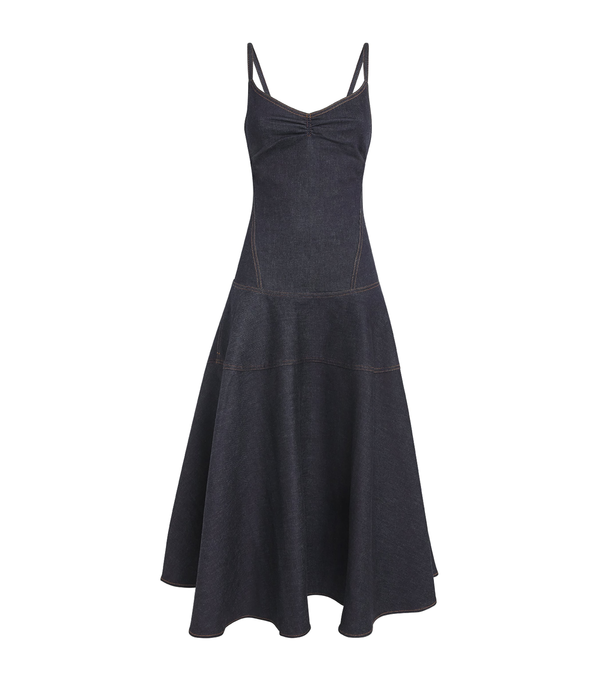 Jacquemus Womens Denim Pina Midi Dress Dark Navy