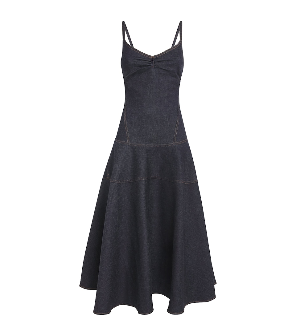 Jacquemus Womens Denim Pina Midi Dress Dark Navy