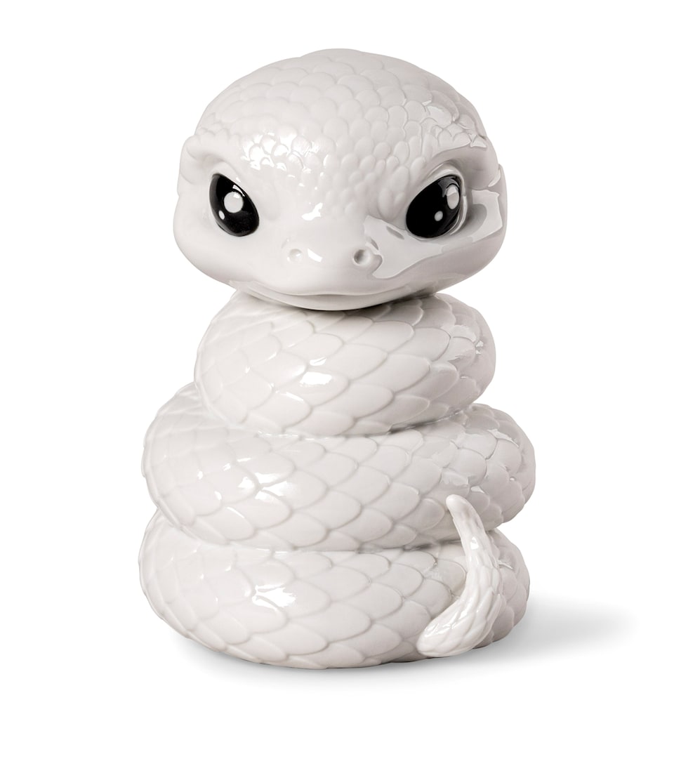 Lladró Porcelain Baby Snake Sculpture White