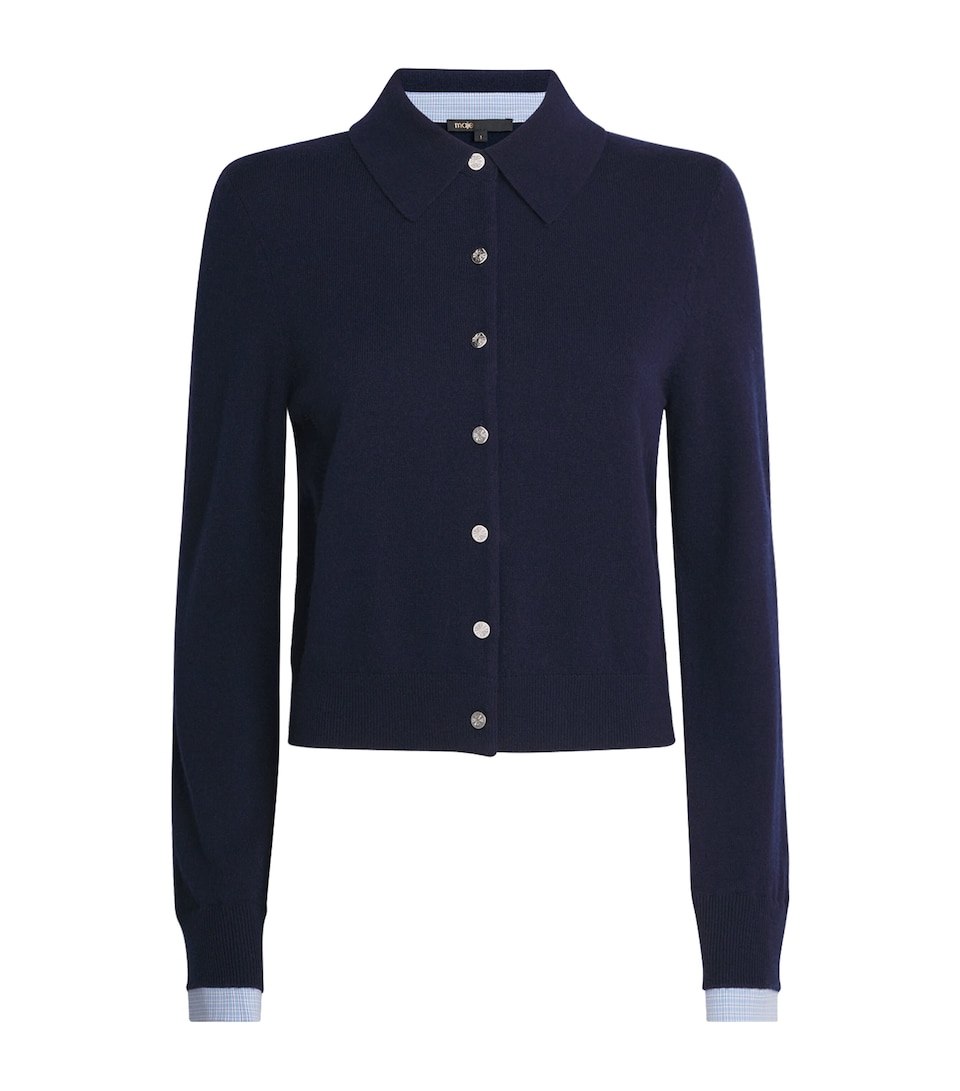 Maje Womens Wool-Cashmere Cardigan Navy
