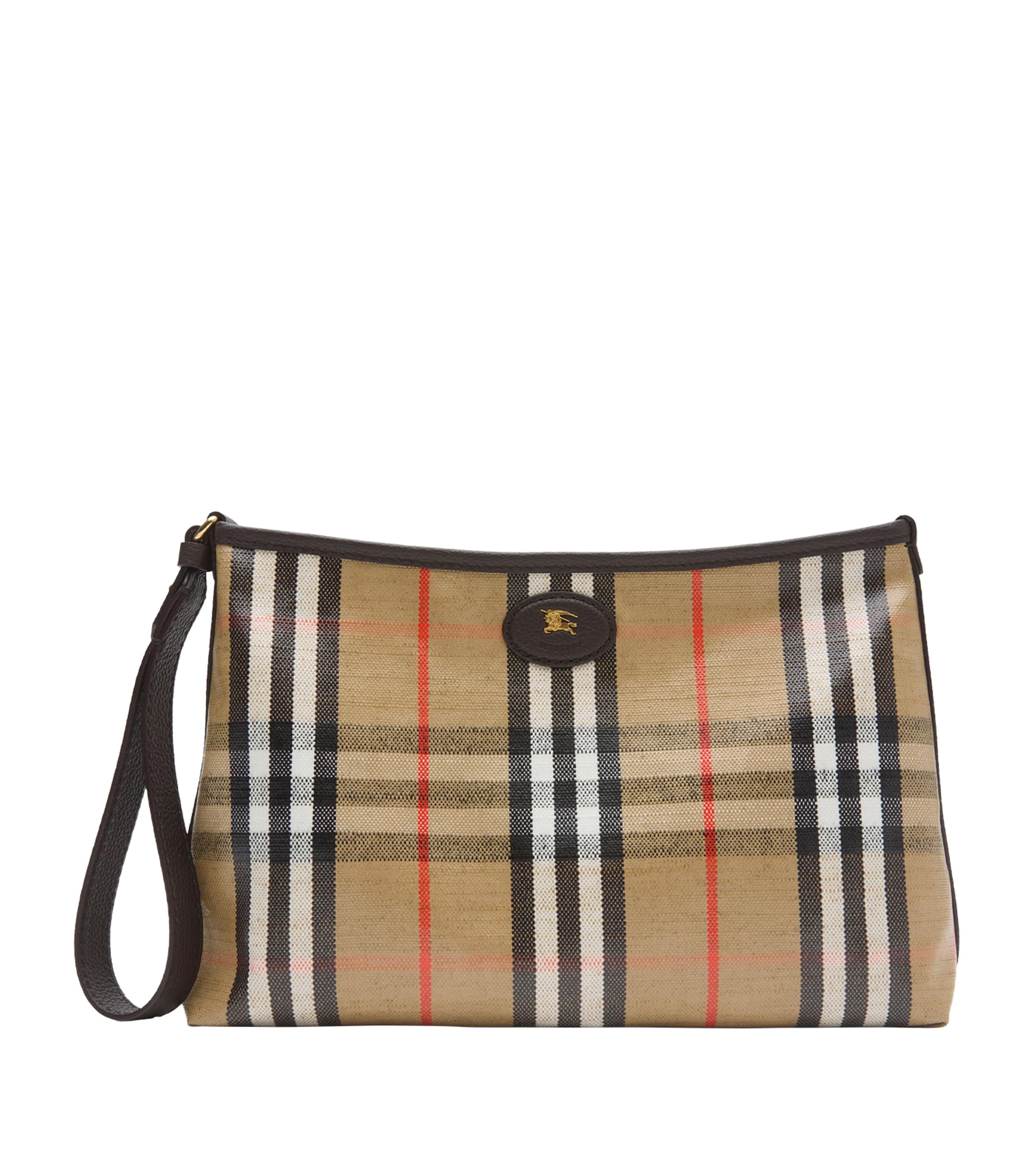 Leather-Trim Check Highlands Pouch