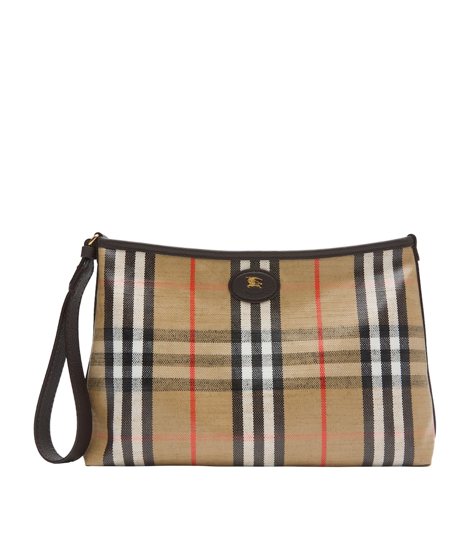 Leather-Trim Check Highlands Pouch