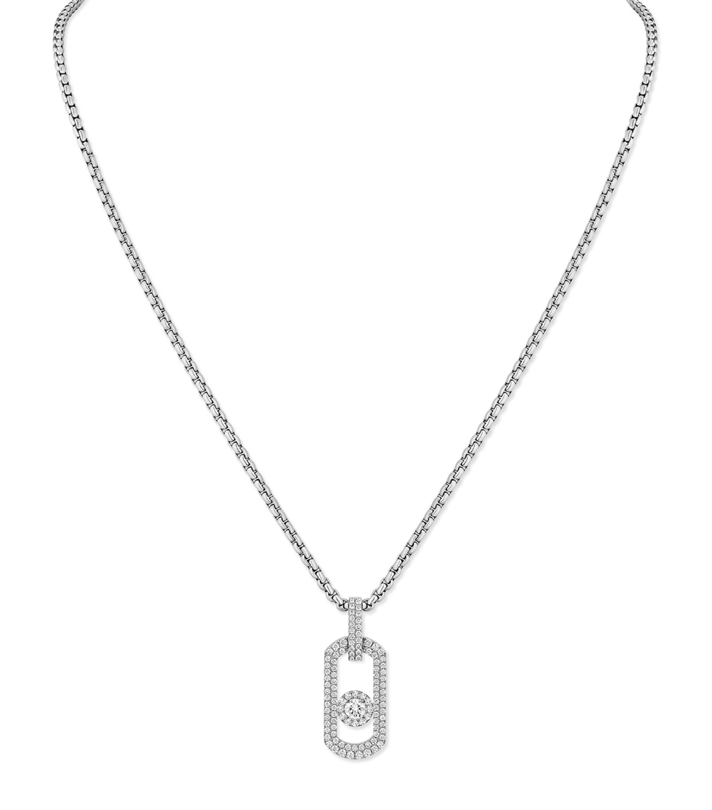 Messika So Move Titanium and Diamond Pavé Pendant Necklace Titanium